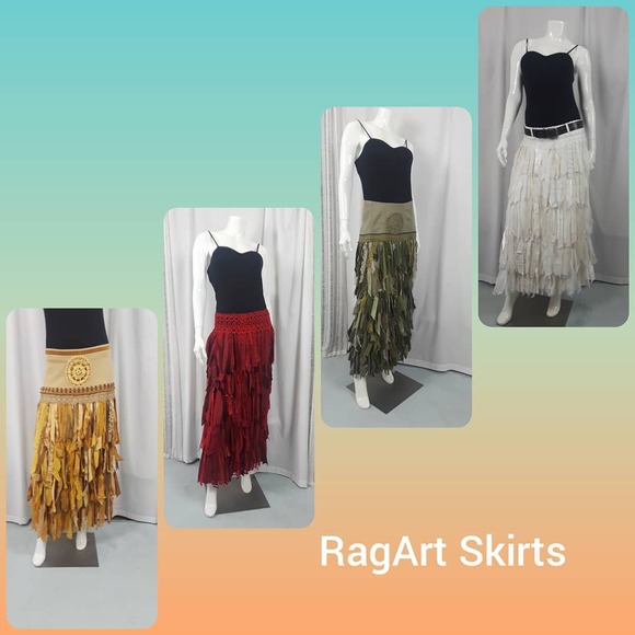 Ravishing Red RagArt Maxi Skirt Bohemian Festival Handmade Up Cycled Size S/M - Picture 4 of 9